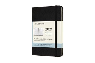 Moleskine Měsíční diář 2021 tvrdý černý S