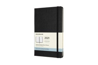 Moleskine Měsíční diář 2021 tvrdý černý L
