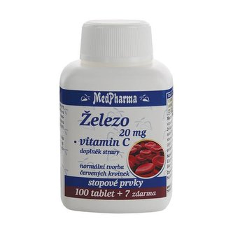 MedPharma Železo 20 mg + vitamín C 100 tbl. + 7 tbl. ZDARMA
