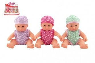 Miminko panenka pevné tělo plast 18cm 2 barvy 9ks v boxu
