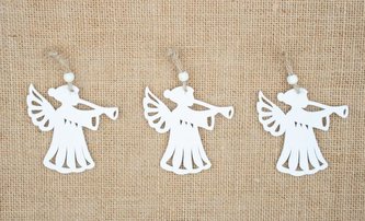 Anděl dřevěný bílý 7 cm -  na zavěšení 3 ks