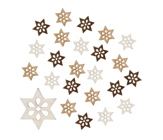 Dřevěné hvězdy hnědé 2 cm (24 ks)