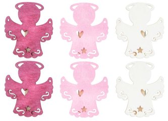 Anděl dřevěný na kolíčku 4 cm (6 ks)