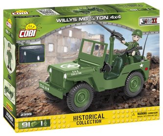 Stavebnice COBI - II WW Willys MB 1/4 t 4x4, 91 kostek, 1 figurka