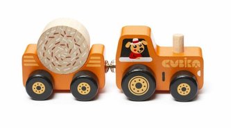 CUBIKA 15351 Traktor s vlekem - dřevěná skládačka s magnetem 3 díly