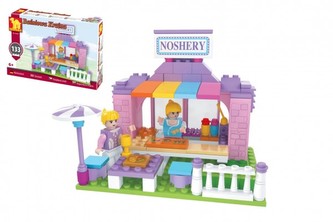 Kostky stavebnice Dromader Pohádková země pro holky občerstvení 133 dílků v krabici 22x15x4,5cm