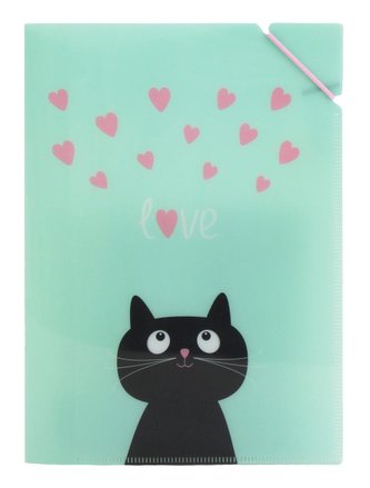 Desky A5 s gumičkou Kočka se srdíčky