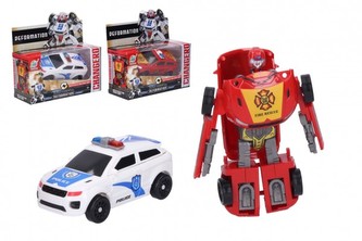 Transformer auto/robot plast 12cm 3 barvy v krabičce 15,5x15x6cm