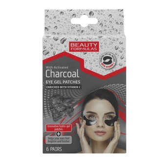 BEAUTY FORMULAS Gelové náplasti pod oči s aktivním uhlím (6 párů)