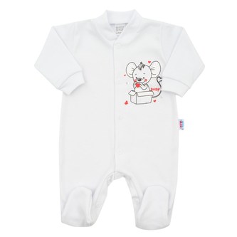 Kojenecký overal New Baby Mouse bílý - velikost 56 (0-3m)