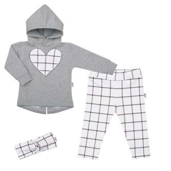 3-dílná holčičí bavlněná souprava New Baby Cool Girls šedo-bílá - velikost 86 (12-18m)