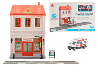 Nemocnice skládací s ambulancí 7cm kov na volný chod v krabičce