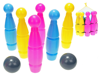 Kuželky 24cm + 2míčky ve stojánku