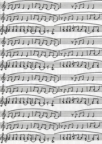 DECOPATCH papír bílý s notami 30 x 40 cm