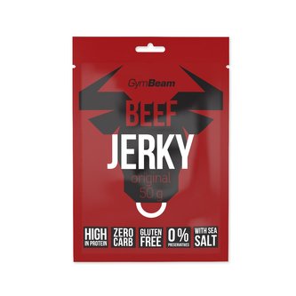 Sušené maso Beef Jerky - GymBeam - barbecue - 10 x 50 g