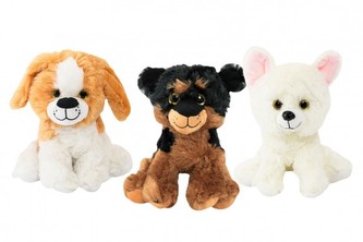 Pes sedící plyš 20cm se zvukem mix barev 0+