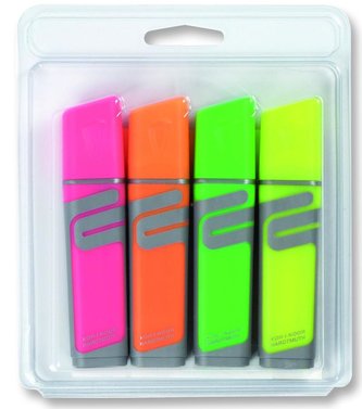 Koh-i-noor zvýrazňovače ploché, sada 4 ks Koh-i-noor zvýrazňovače ploché, sada 4 ks