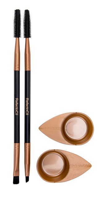RefectoCil Cosmetic Brush štěteček pro aplikaci barvy na obočí 1 ks + štěteček pro přesnou práci s barvou na obočí 1 ks + aplikační misky 2 ks