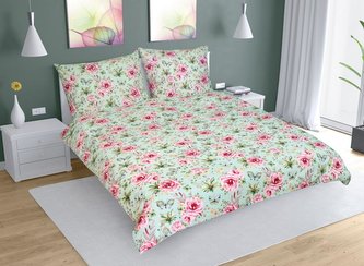 Povlečení bavlna na dvoudeku - sv.zelená louka - 1x 240x220, 2ks 70x90 cm (240 cm šířka x 220 cm délka prodloužená)