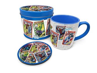 Dárkový set keramický hrnek (370 ml) a podtácek - Marvel retro
