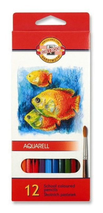 Koh-i-noor pastelky akvarelové školní 12 ks motiv RYBY Koh-i-noor pastelky akvarelové školní 12 ks motiv RYBY