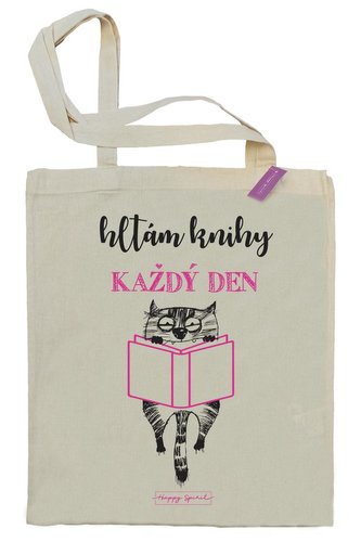 Plátěná taška Kočka - Hltám knihy - Plátěné tašky