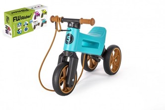 Odrážedlo FUNNY WHEELS Rider SuperSport tyrkys 2v1+popruh, výš. sedla 28/30cm nos. 25kg 18m+ v krab.