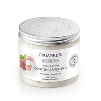 Organique Zklidňující cukrový tělový peeling s kozím mlékem a liči (Body Sugar Peeling) 200 ml woman