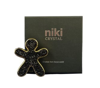 Mr&Mrs Niki Swarowski Black Crystal Gold Finishing