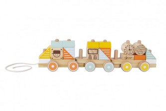 Vlak dřevo tahací 21 dílků v krabici 48x12x8,5cm  12m+