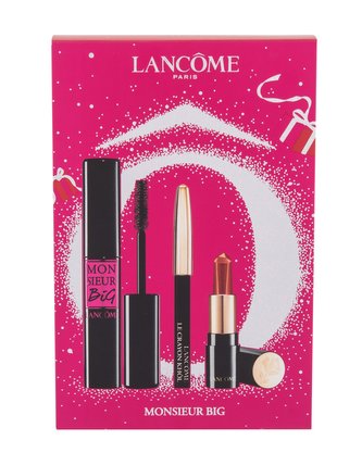Lancôme Monsieur Big řasenka Monsieur Big 10 ml + tužka na oči Le Crayon Khol 0,7 g 01 Noir + rtěnka L’ Absolu Rouge Ruby Cream 1,3 g 02 Ruby Queen