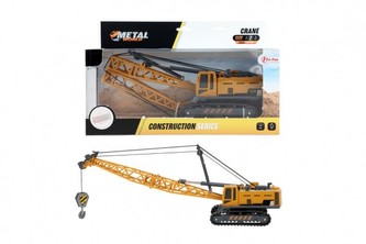 Stavební stroj plast jeřáb 25cm na volný chod v krabičce 29x18x9cm