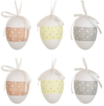 Vajíčka s puntíky plastová na zavěšení 6cm, 6ks v balení 9948