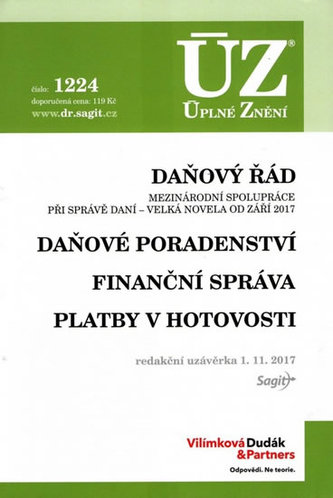 ÚZ 1224 Daňový řád, Finanční správa, Daňové poradenství, Platby v hotovosti