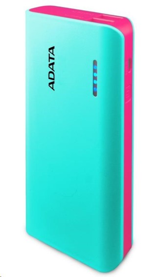 ADATA PowerBank PT100 - externí baterie pro mobil/tablet 10000mAh, světle modrá/růžová