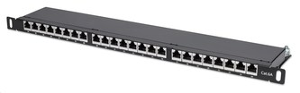 Intellinet Patch panel 24 port Cat6A, stíněný FTP, černý, 0.5U