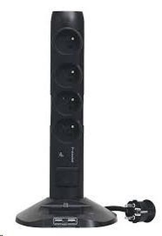 Legrand - stĺpik predlžovačka s prepäťovou ochranou + 2x USB nabíjačkou + 1x USB Micro USB čierny