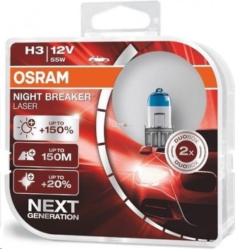 OSRAM autožárovka H3 NIGHT BREAKER® LASER 12V 55W PK22s (Duo-Box)