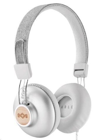 MARLEY Positive Vibration 2.0 - Silver, sluchátka přes hlavu s ovladačem a mikrofonem