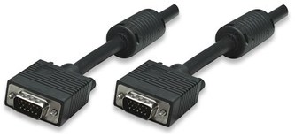 MANHATTAN kabel SVGA k monitoru s feritovými jádry, HD15 Male / HD15 Male, 30m, Black