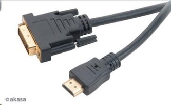 AKASA kabel  DVI-D na HDMI, pozlacené konektory, 2m