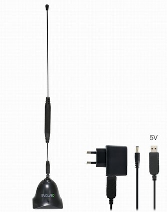 EVOLVEO Xany 3 LTE 230/5V, 30dBi aktivní pokojová anténa DVB-T/T2, LTE filtr