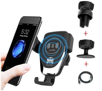 1stCOOL bezdrátová hliníková QI rychlo nabíječka do auta 5W 7,5W 10W Black