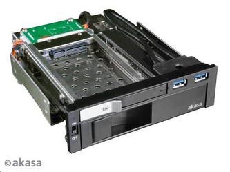 AKASA HDD box Lokstor M51, 3.5\" a 2.5\" SATA HDD do 5.25\" interní pozice, USB 3.0, černá