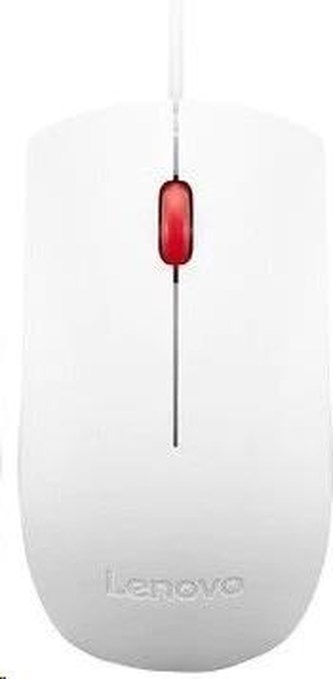 LENOVO myš drátová Essential USB Mouse - 1600dpi, Optical, USB, 3 tlačítka,bílá