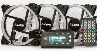 1stCOOL Fan KIT AURA RAINBOW, 3x ARGB fan+řadič+dálk.ovladač+3-pin kabel do MB