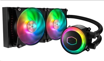 Cooler Master vodní chladič MasterLiquid ML240R RGB, 277mm x 120mm radiátor, 2 x 120mm RGB ventilátory, Univ. socket