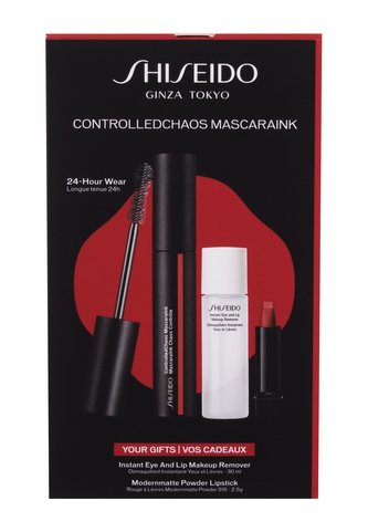 Shiseido ControlledChaos MascaraInk řasenka ControlledChaos MascaraInk 11,5 ml + odličovací přípravek Instant Eye and Lip Makeup Remover 30 ml + rtěnka ModernMatte Powder Lipstick 2,5 g 515 Mellow Drama
