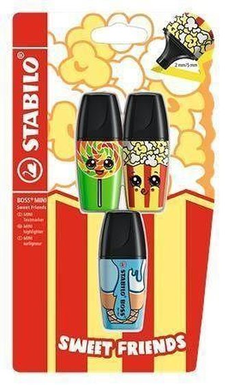 STABILO BOSS MINI Sweet Friends 3 ks Blistr zelená žlutá modrá