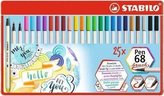 STABILO Pen 68 brush 25 ks pouzdro kovové